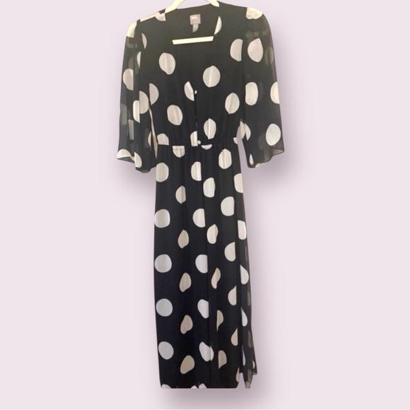 ASOS Pants - ASOS Black & White Polka Dot Wide Leg Jumpsuit with Open Back. Size 4